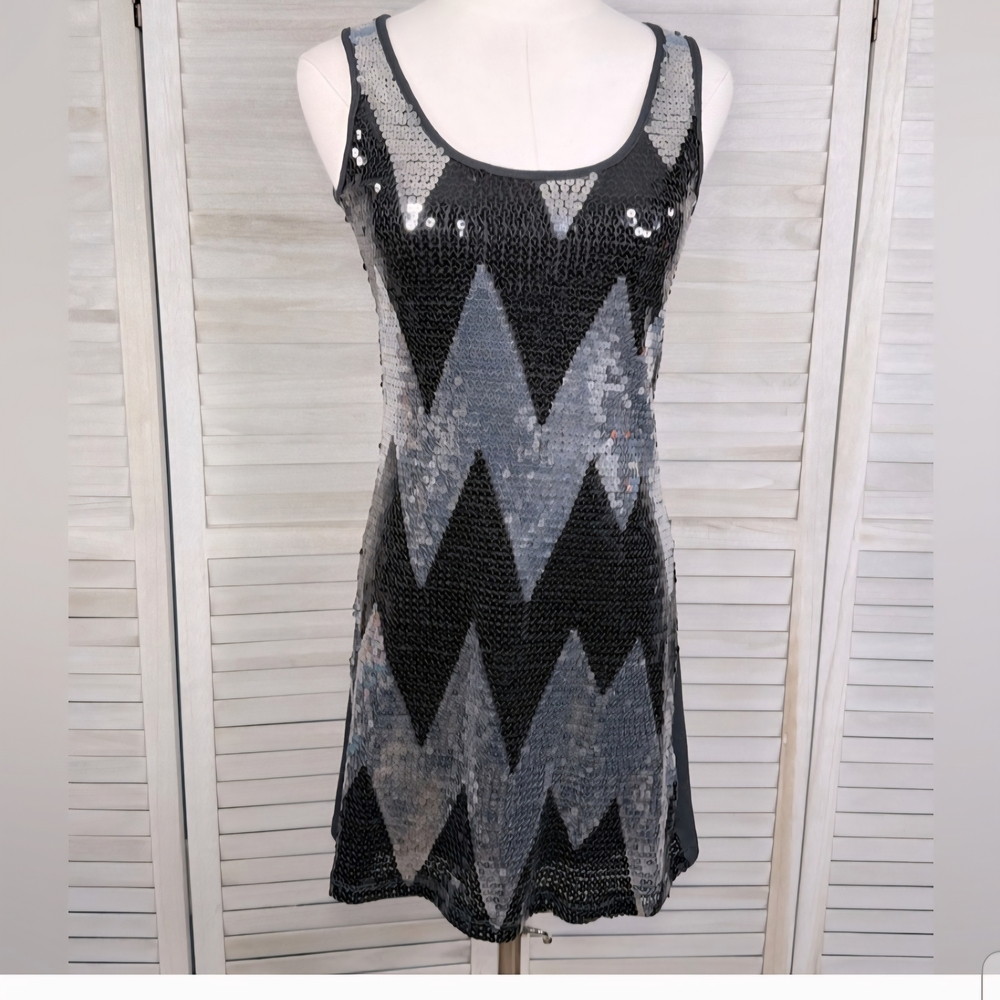 Julie's Closet Black and Gray Sequin Mini Dress